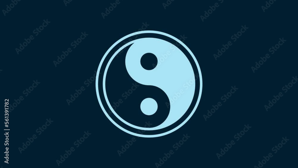 White Yin Yang symbol of harmony and balance icon isolated on blue background. 4K Video motion graphic animation White Yin Yang symbol of harmony and balance icon isolated on blue background. 4K Video motion graphic animation