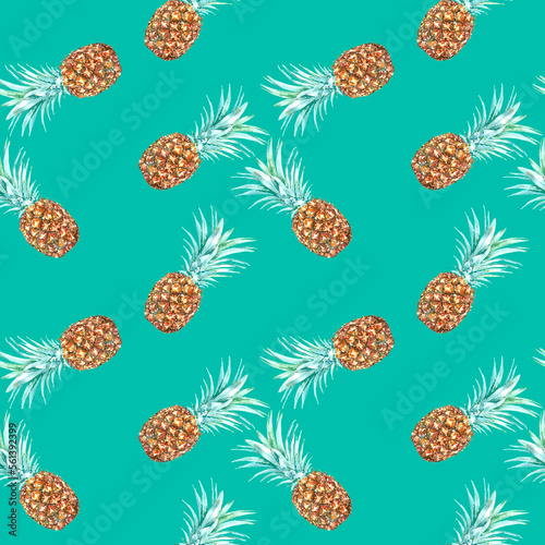 Watercolor seamless pattern pineapple slice, juicy fruit illustration, white bright background, colorful Pattern for kids, wallpaper,digital paper, repeating background,fabric,gift wrap, print diy