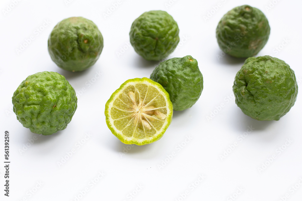 Bergamot kaffir lime herb fresh isolated on white Bergamot kaffir lime herb fresh isolated on white