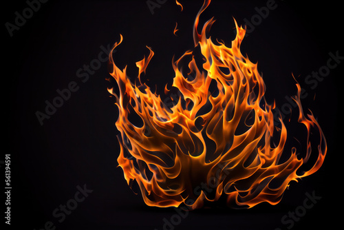 Fire flames isolated on black background 8K