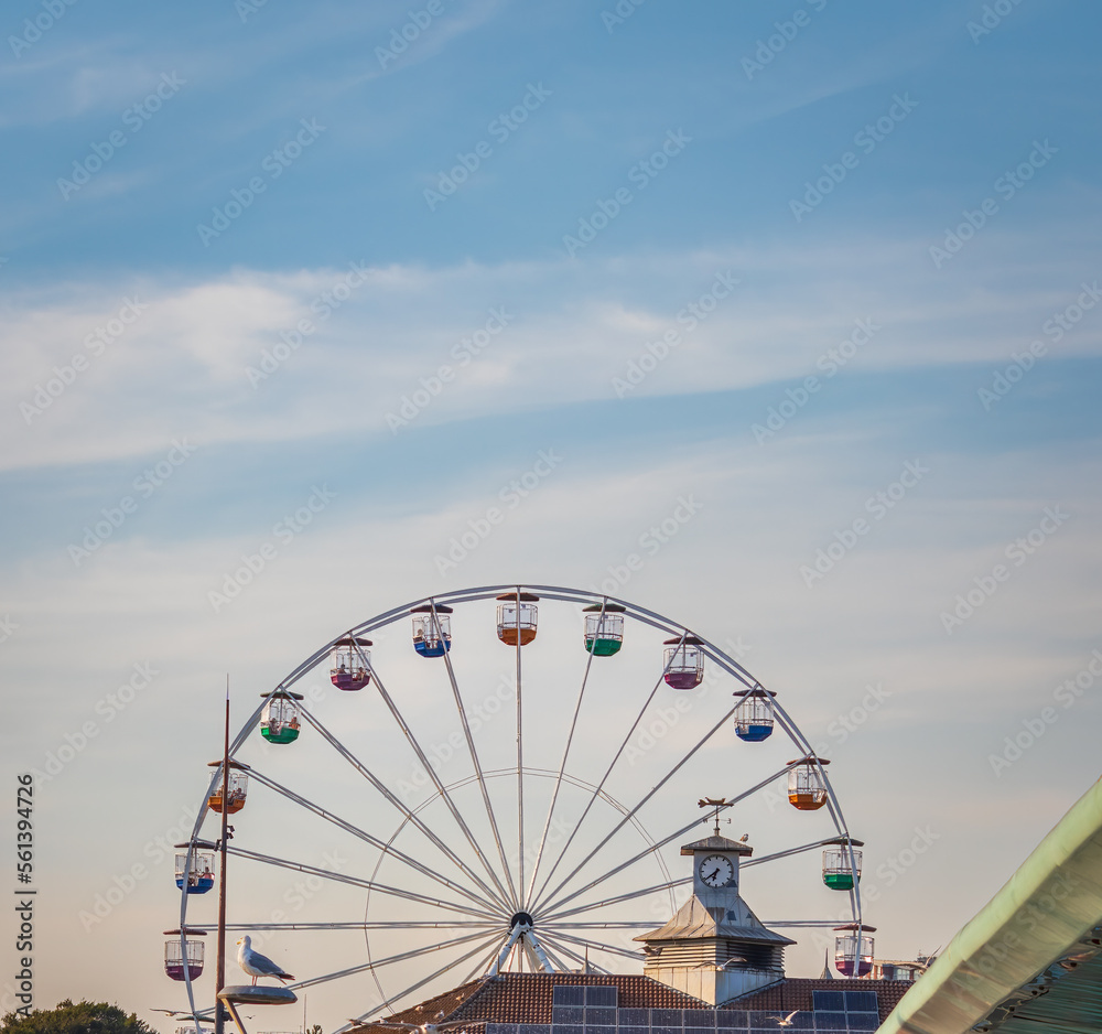 Bournemouth's Big Wheel on a sky blue background in Bournemouth Dorset England 