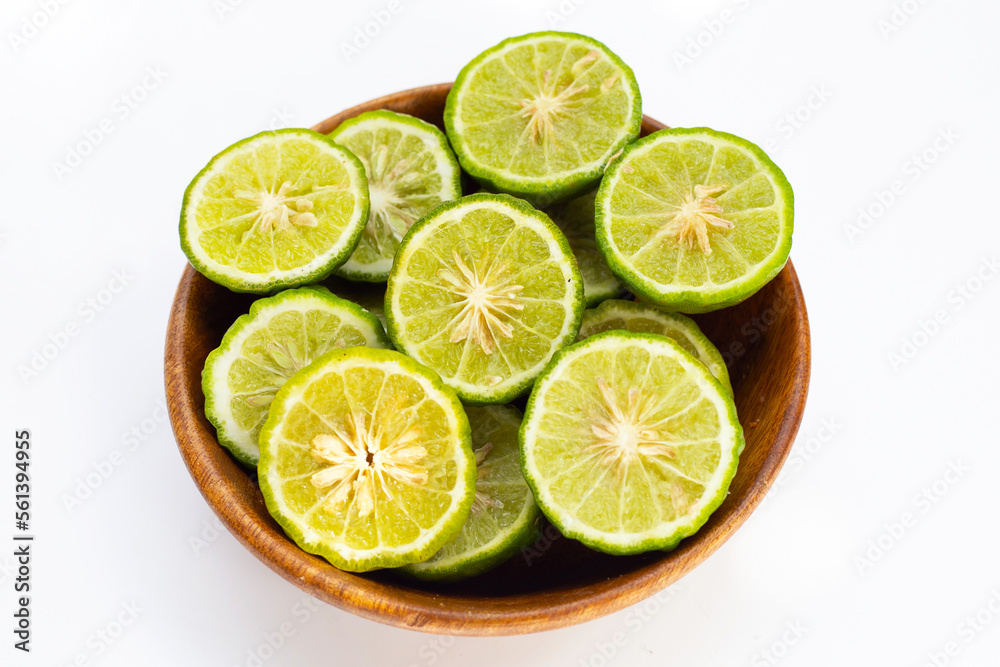 Bergamot kaffir lime herb fresh isolated on white Bergamot kaffir lime herb fresh isolated on white