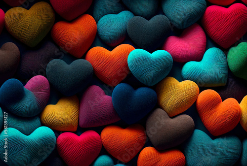 Beautiful colorful abstract cotton hearts background  happy mood. 