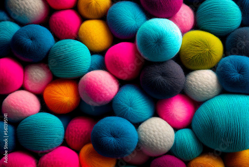 Beautiful colorful abstract wool balls background, happy mood.