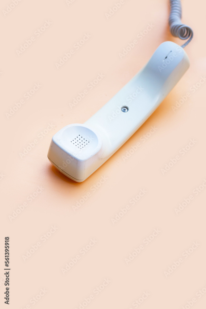Handset of landline phone. Copy space Handset of landline phone. Copy space