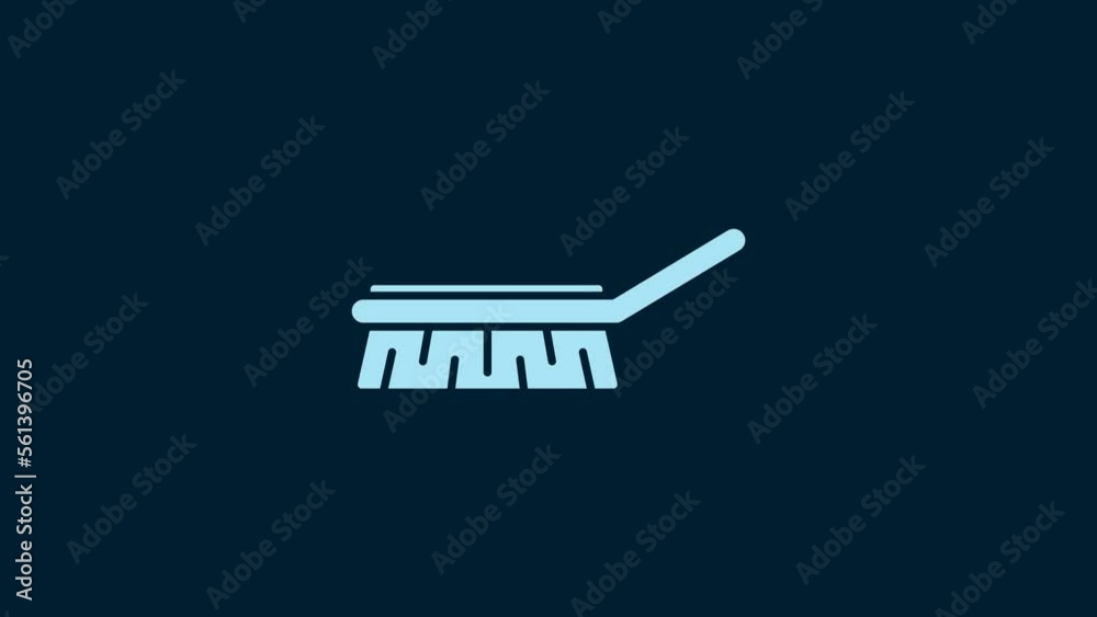 White Brush for cleaning icon isolated on blue background. Cleaning service concept. 4K Video motion graphic animation White Brush for cleaning icon isolated on blue background. Cleaning service concept. 4K Video motion graphic animation