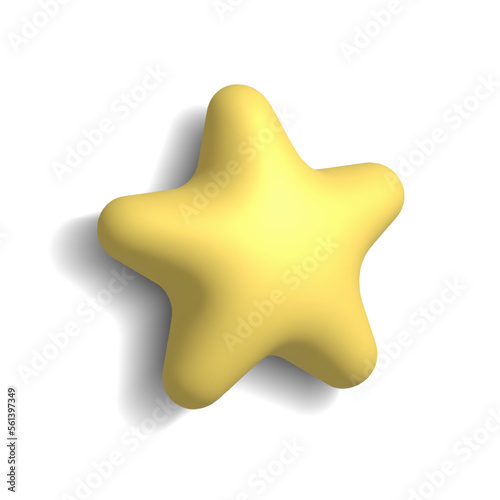 A star 3d icon. Colored vector illustration. Isolated on white background.
