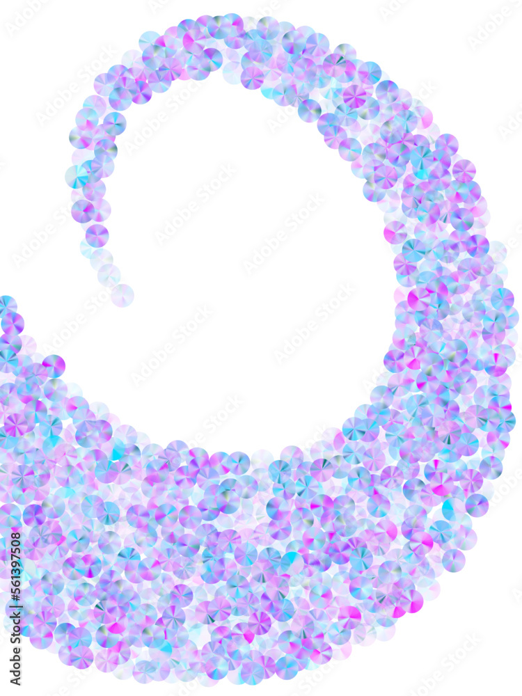 Violet spangles confetti placer vector background. Luxury sparkling paillette particles holiday decor top view. New Year confetti scatter glossy texture.