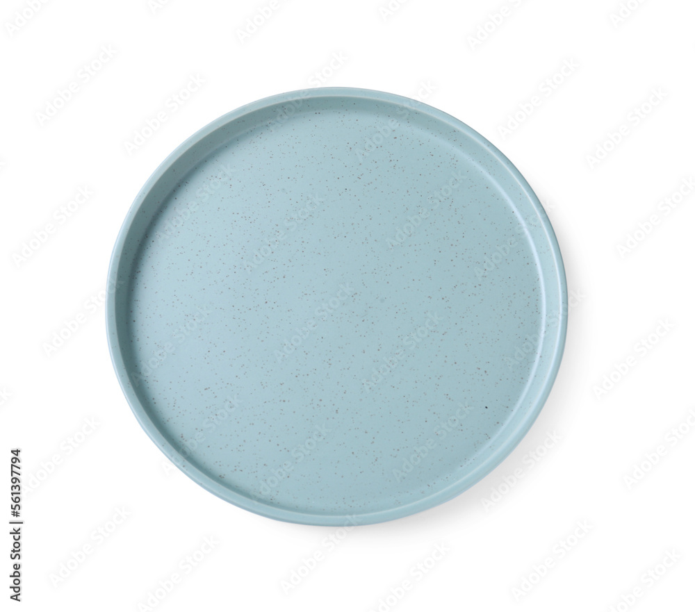 Empty color ceramic plate isolated on white, top view Empty color ceramic plate isolated on white, top view