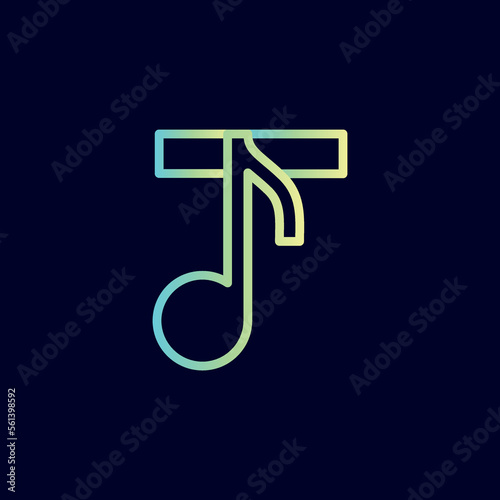 music note logo design brand letter T