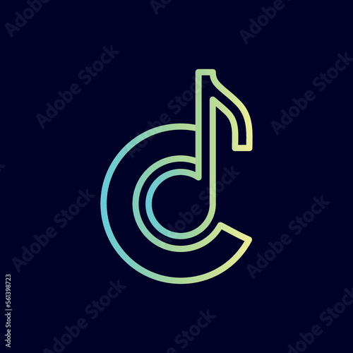 music note logo design brand letter C