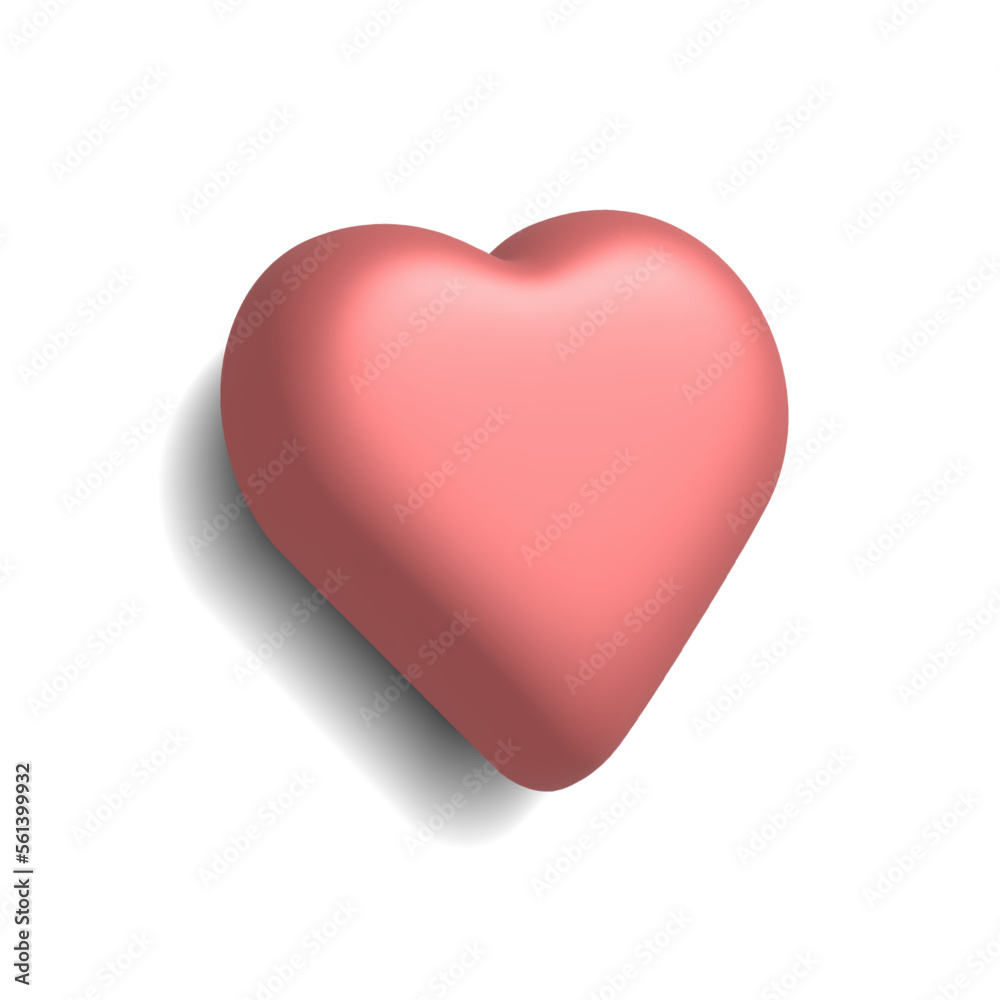 A heart 3d icon. Colored vector illustration. Isolated on white background.