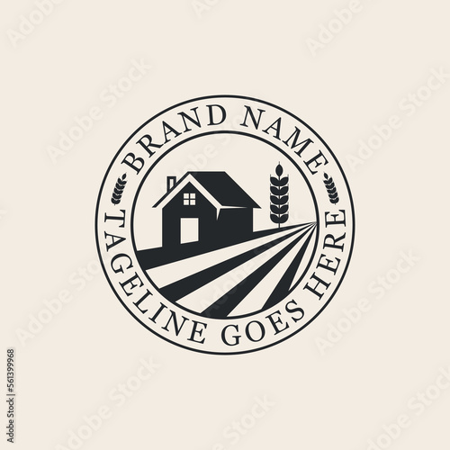 farm or barn house line art logo vector symbol illustration design.