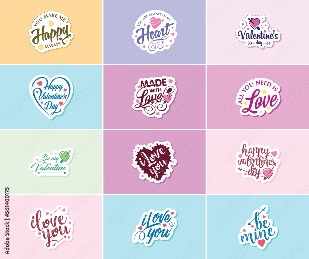 Saying I Love You with Valentine's Day Typography and Graphics Stickers