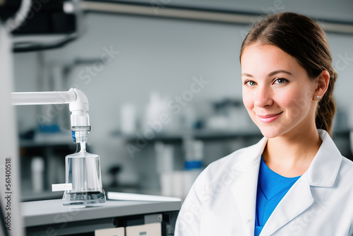 Female scientist smiling in the laboratory