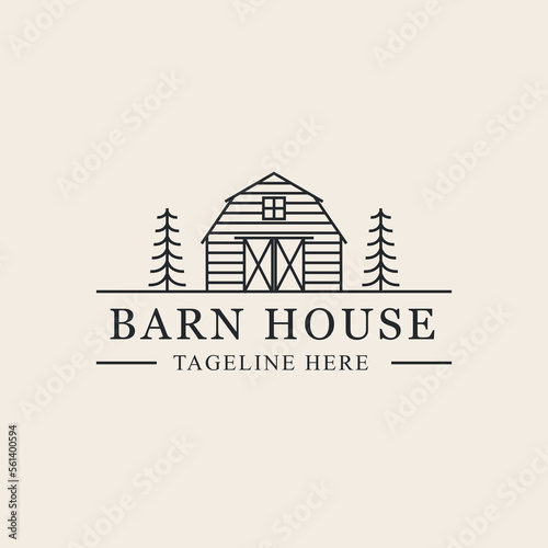 farm or barn house line art logo vector symbol illustration design. © hry354