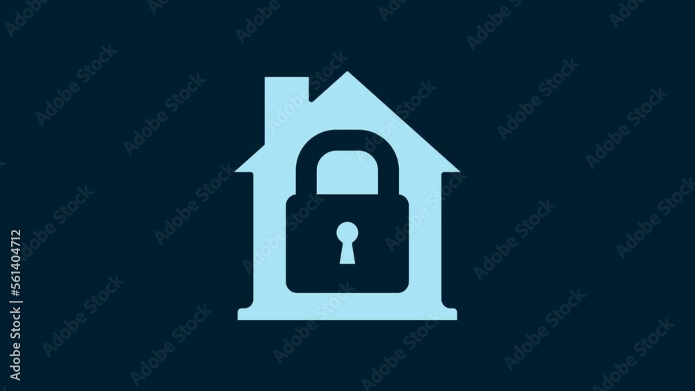 White House under protection icon isolated on blue background. Home and lock. Protection, safety, security, protect, defense concept. 4K Video motion graphic animation White House under protection icon isolated on blue background. Home and lock. Protection, safety, security, protect, defense concept. 4K Video motion graphic animation
