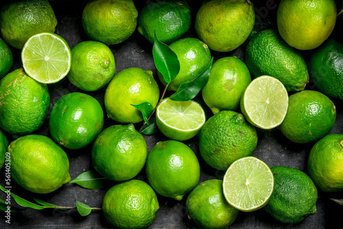 Fresh juicy lime with leaves.