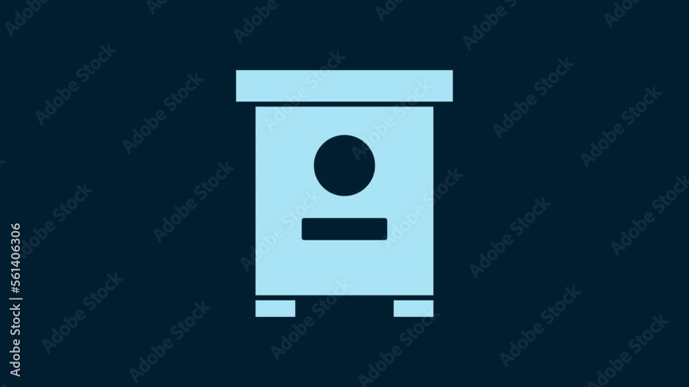 White Hive for bees icon isolated on blue background. Beehive symbol. Apiary and beekeeping. Sweet natural food. 4K Video motion graphic animation White Hive for bees icon isolated on blue background. Beehive symbol. Apiary and beekeeping. Sweet natural food. 4K Video motion graphic animation