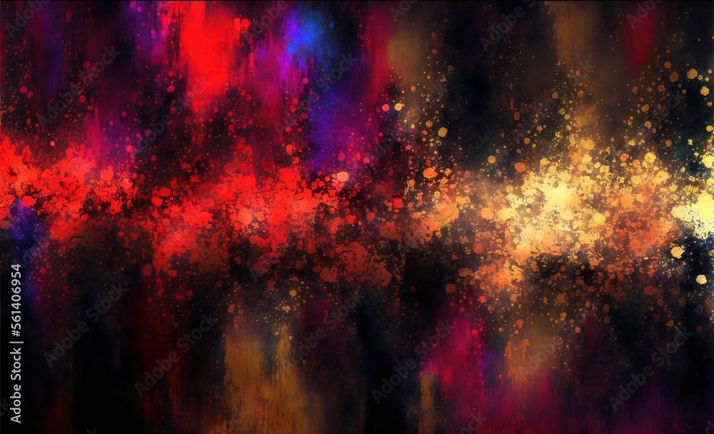 Impressionistic gold purple red modern oil painting and sparkling wallpaper, color transitions, universe, volumetric lighting, sharp, hyperrealistic created with generative ai technology
