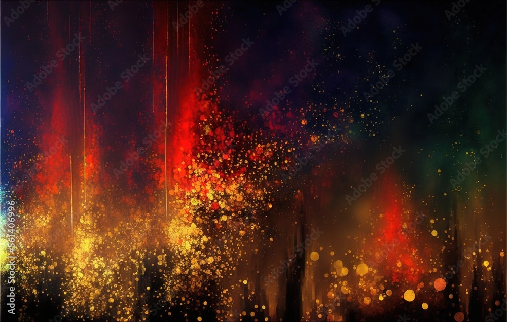 Impressionistic gold red  fire modern oil painting and sparkling wallpaper, color transitions, universe, volumetric lighting, sharp, hyperrealistic created with generative ai technology