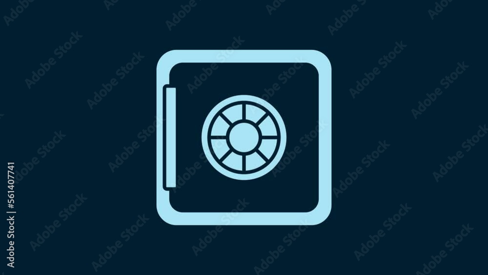 White Safe icon isolated on blue background. The door safe a bank vault with a combination lock. Reliable Data Protection. 4K Video motion graphic animation White Safe icon isolated on blue background. The door safe a bank vault with a combination lock. Reliable Data Protection. 4K Video motion graphic animation