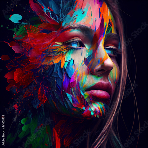 Portrait of a woman with colors