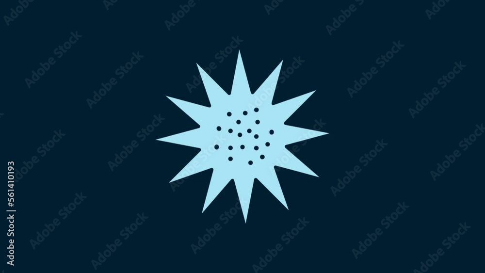 White Sea urchin icon isolated on blue background. 4K Video motion graphic animation White Sea urchin icon isolated on blue background. 4K Video motion graphic animation
