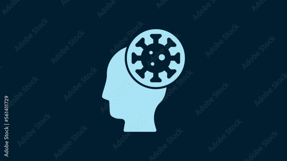 White Human and virus icon isolated on blue background. Corona virus 2019-nCoV. Bacteria and germs, cell cancer, microbe, fungi. 4K Video motion graphic animation White Human and virus icon isolated on blue background. Corona virus 2019-nCoV. Bacteria and germs, cell cancer, microbe, fungi. 4K Video motion graphic animation