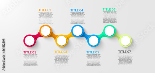 Business Infographic. Timeline infographics design vector. Abstract infographics options template. Vector illustration. Business concept with 7 options, steps, or processes.