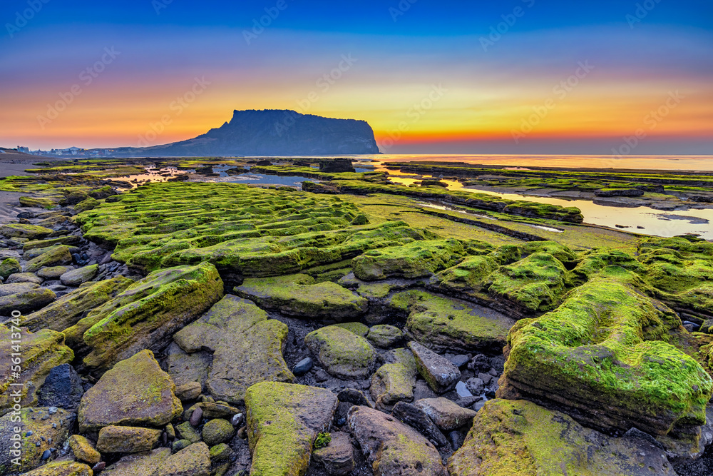 Jeju Island South Korea, Sunrise nature landscape at Jeju Do Seongsan Ilchulbong
