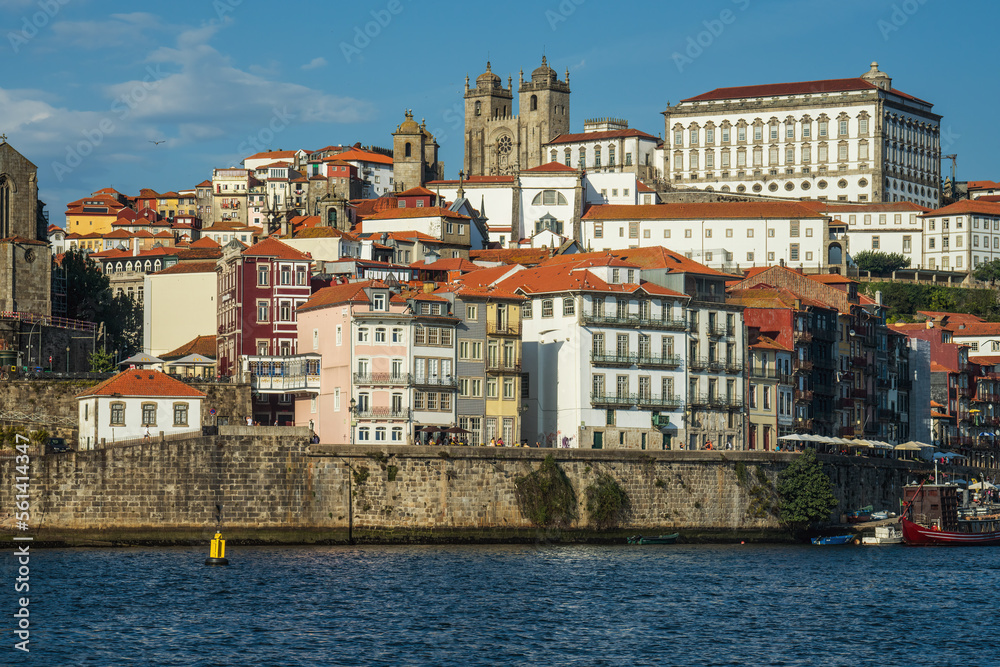 View of Porto cityside from Gaia bank across the Douro River