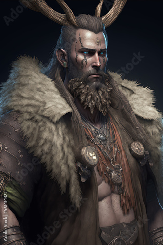 Human Druid Man, Fictional Fantasy Character - generative ai