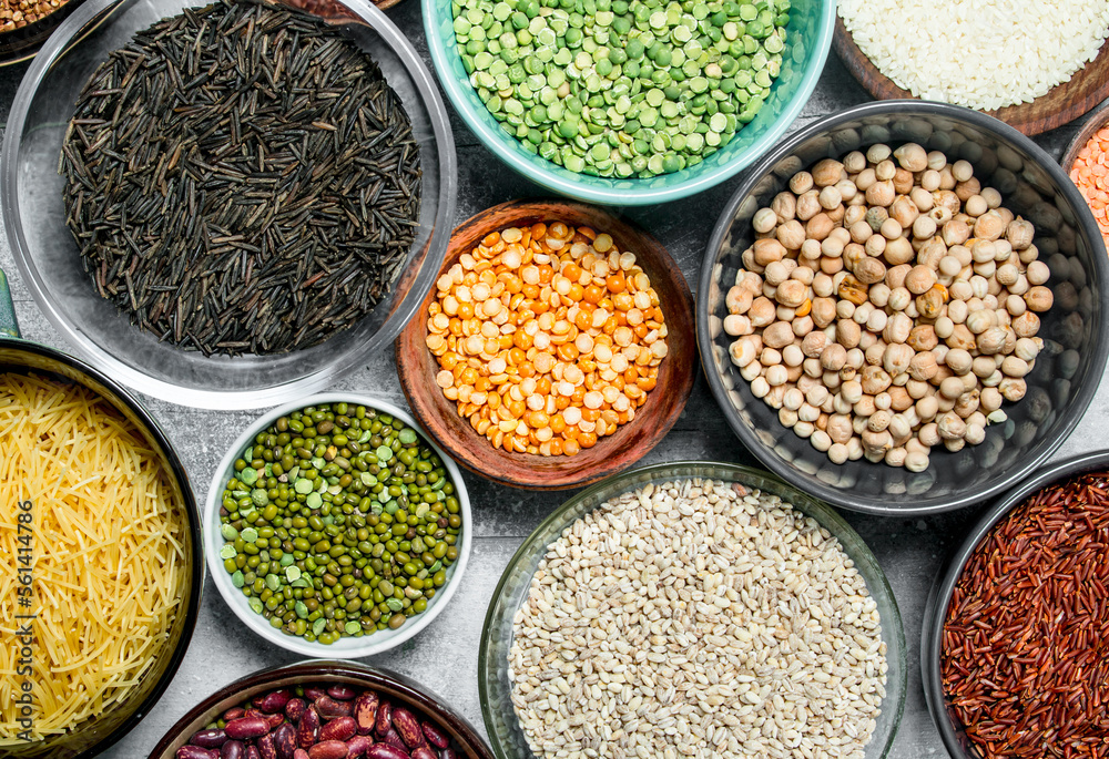 Organic food. Assortment of legumes in bowls . Organic food. Assortment of legumes in bowls .