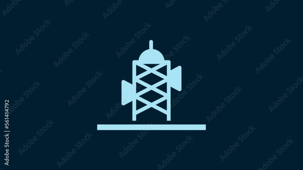 White Antenna icon isolated on blue background. Radio antenna wireless. Technology and network signal radio antenna. 4K Video motion graphic animation White Antenna icon isolated on blue background. Radio antenna wireless. Technology and network signal radio antenna. 4K Video motion graphic animation