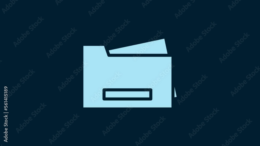 White Printer icon isolated on blue background. 4K Video motion graphic animation White Printer icon isolated on blue background. 4K Video motion graphic animation