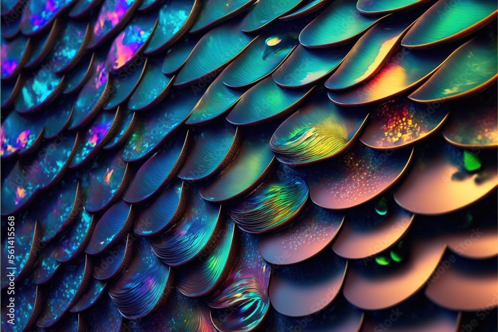 Structured fish scales wallpaper, creative, color transitions, universe