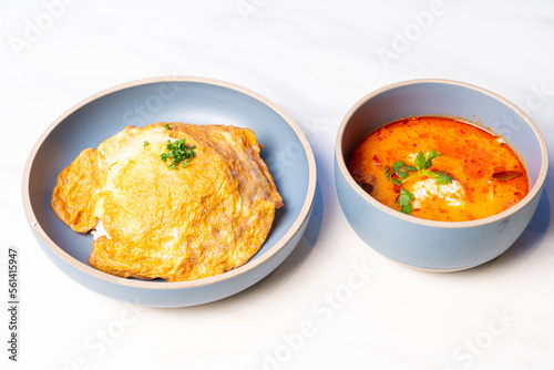 Rice and Omelette with Tom Yum Kung