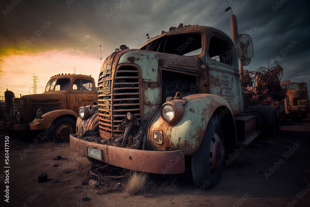 Truck junk yard - Generative AI