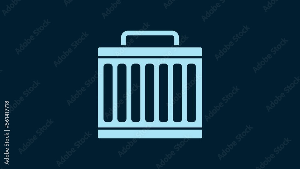 White Car radiator cooling system icon isolated on blue background. 4K Video motion graphic animation