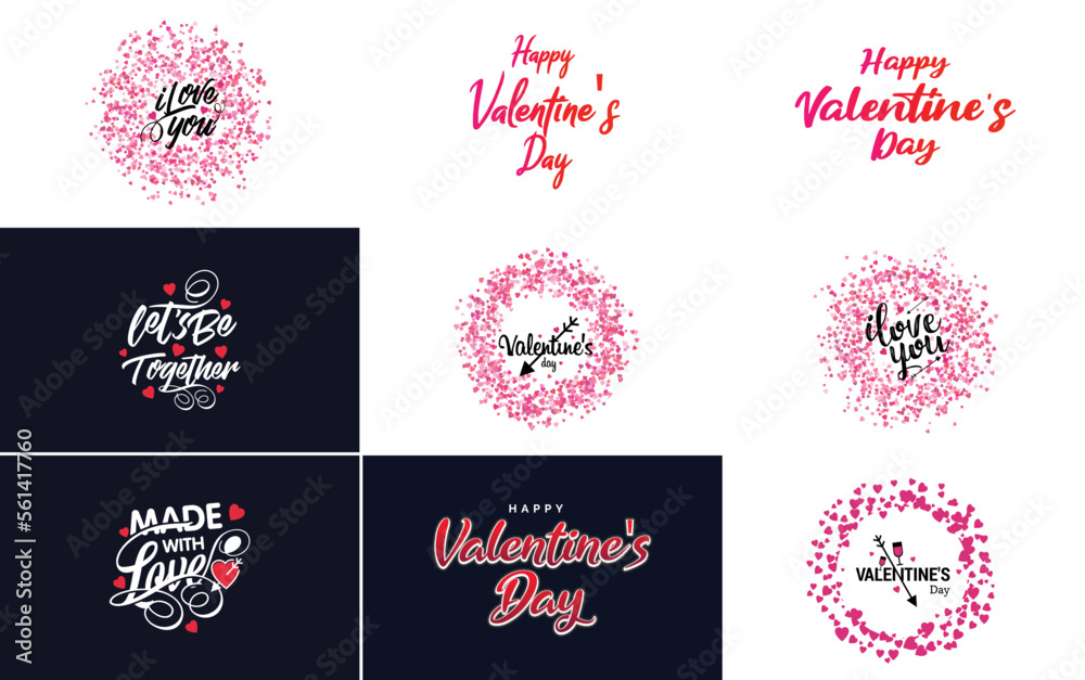 Happy Valentine's Day greeting card template with a floral theme and a red and pink color scheme