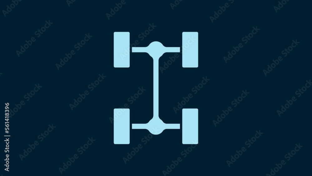 White Chassis car icon isolated on blue background. 4K Video motion graphic animation White Chassis car icon isolated on blue background. 4K Video motion graphic animation