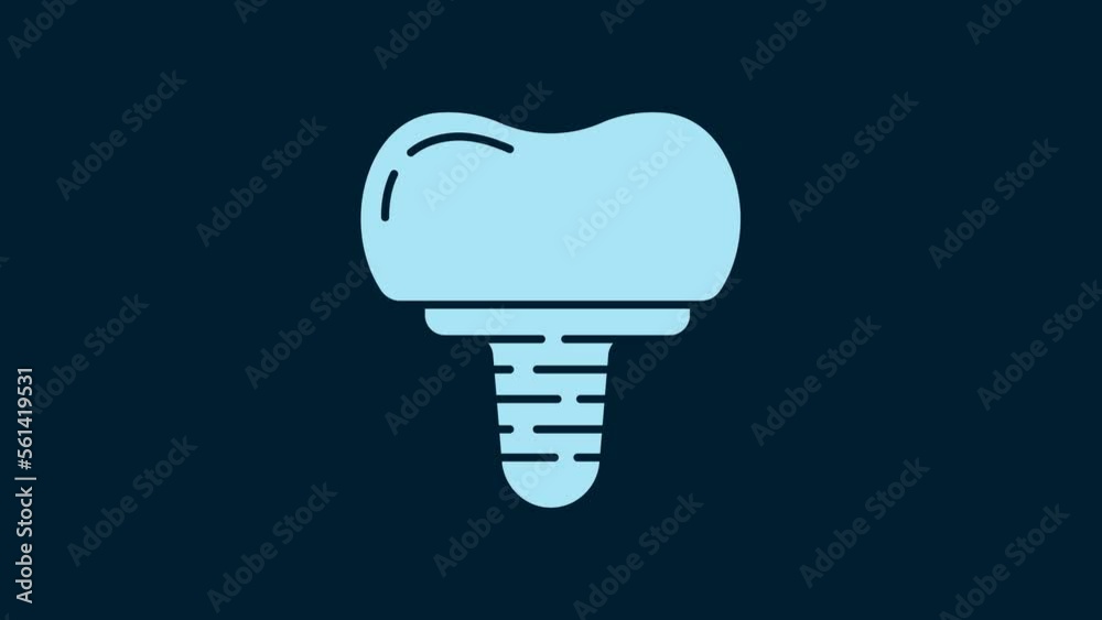 White Dental implant icon isolated on blue background. 4K Video motion graphic animation White Dental implant icon isolated on blue background. 4K Video motion graphic animation