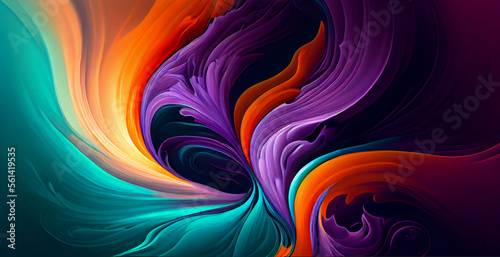 Abstract Modern Colorful Flow Art Background. Liquid Wave Color Paint Shape. Generative Ai