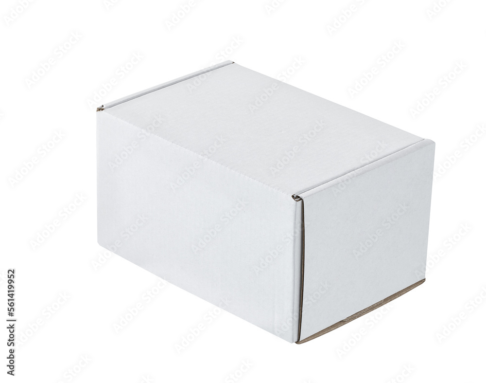 closed white carton box isolated on white background . closed white carton box isolated on white background .