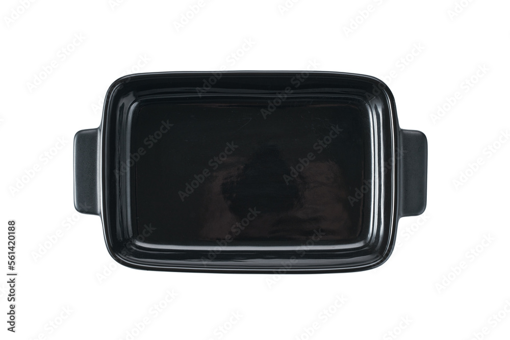 Empty ceramic black baking casserole dish. Empty ceramic black baking casserole dish.