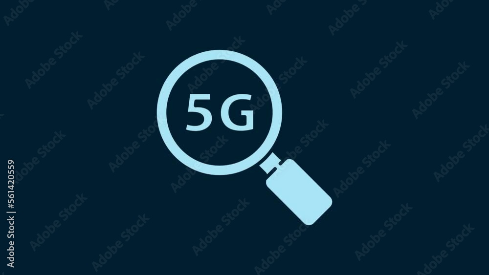 White Search 5G new wireless internet wifi connection icon isolated on blue background. Global network high speed connection data rate technology. 4K Video motion graphic animation White Search 5G new wireless internet wifi connection icon isolated on blue background. Global network high speed connection data rate technology. 4K Video motion graphic animation