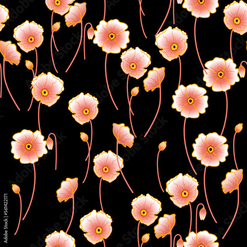 Seamless vector pattern, vintage flowers on background Contemporary collage floral seamless shapes exotic design for interior fabric cover paper