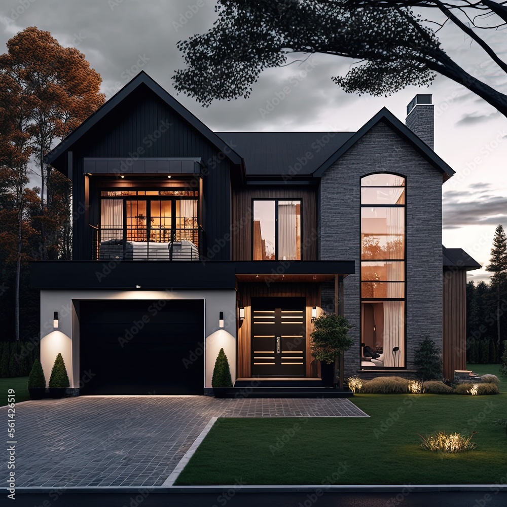 5 bed compact modern house exterior plan, AI assisted finalized in