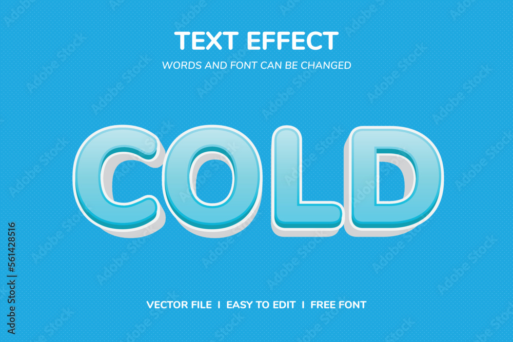 cold 3d text effect with blue ice theme. typography cold for banner cold drink or beverage products.